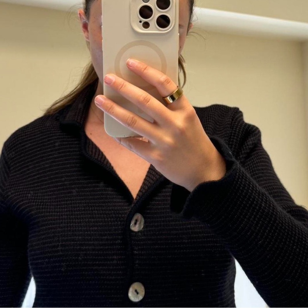 Margaret O'Leary Merino Wool Striped Cardigan Brown Black Shawl Collar Sweater - Picture 3 of 8